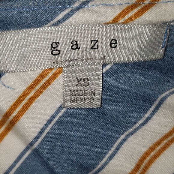 Gaze Women's Spaghetti Strap Snap Blue Vertical Stripe Bodysuit Size XS - Picture 8 of 8